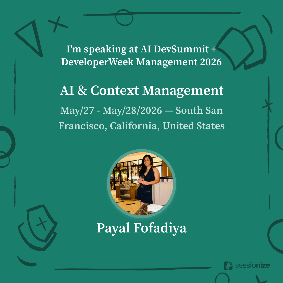 Payal speaking at AI DevSummit + DeveloperWeek Management 2026